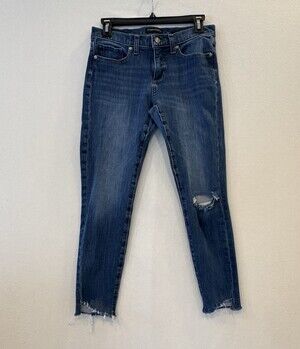 Banana Republic Jeans Womens 27 Blue Skinny Premium Denim Distressed